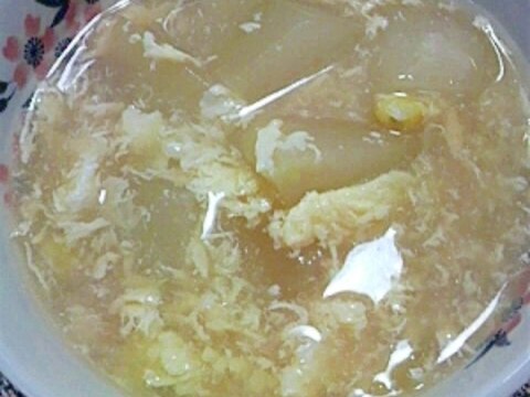 体温まる～　冬瓜とコーンのふんわり卵スープ